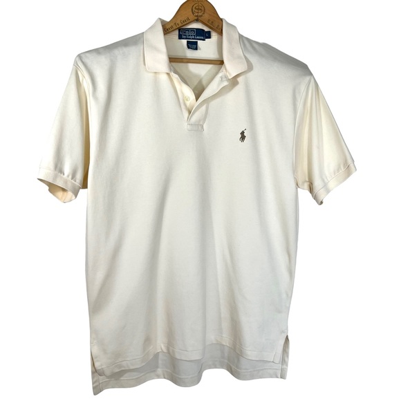 Polo Ralph Lauren Cream Cotton 2 Button Polo Shirt NWOT L - Picture 1 of 4